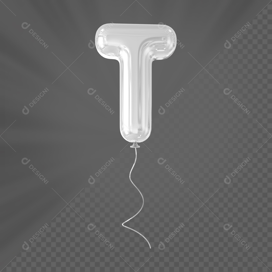 Letra T Maiúscula Balão Branco Elemento 3D Para Composição PSD