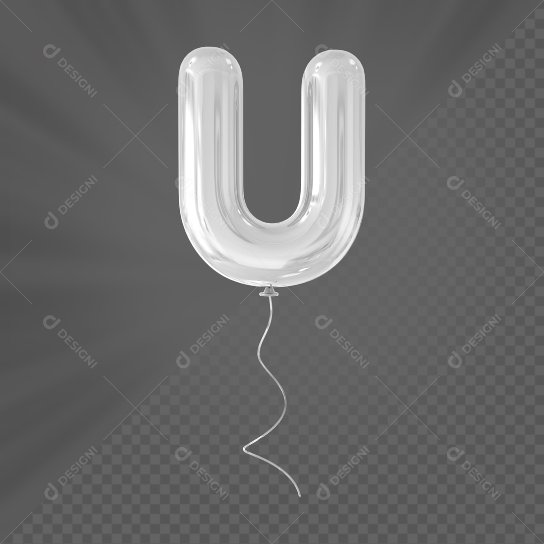 Letra U Maiúscula Balão Branco Elemento 3D Para Composição PSD