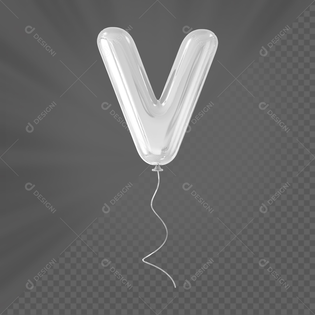 Letra V Maiúscula Balão Branco Elemento 3D Para Composição PSD