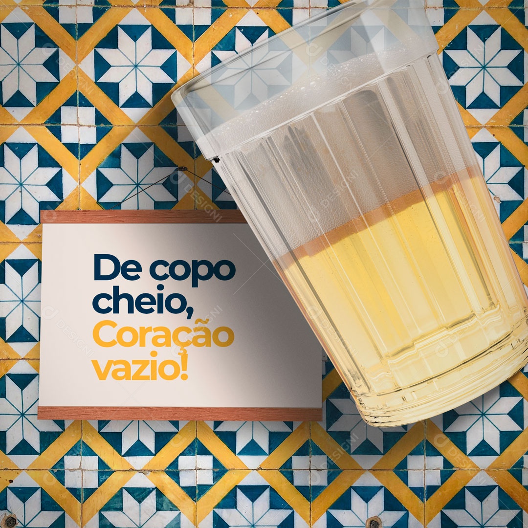 De Copo Cheio, Coração Vazio! Bar Social Media PSD Editável