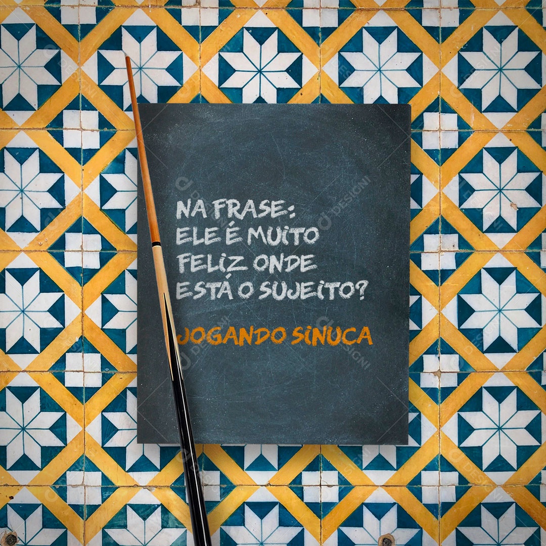 Na Frase: Ele é Muito Feliz Onde Está o Sujeito? Jogando Sinuca no Bar Social Media PSD Editável