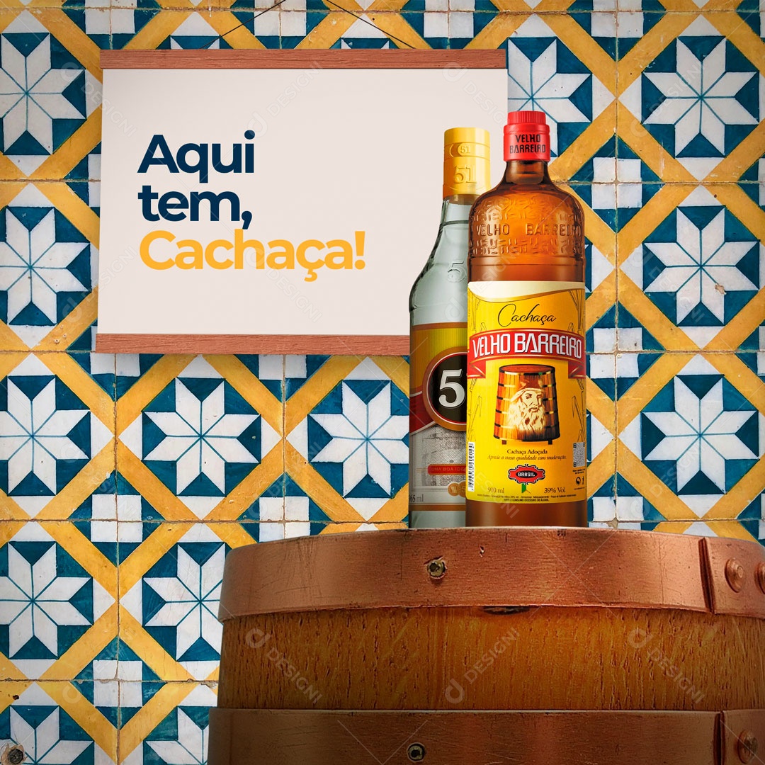 Aqui Tem Cachaça! Bar Social Media PSD Editável