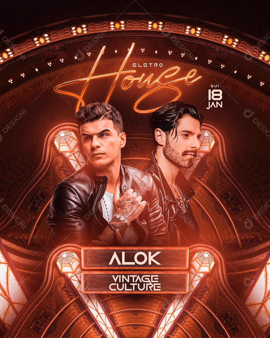 Post Eletro House Social Media PSD Editável