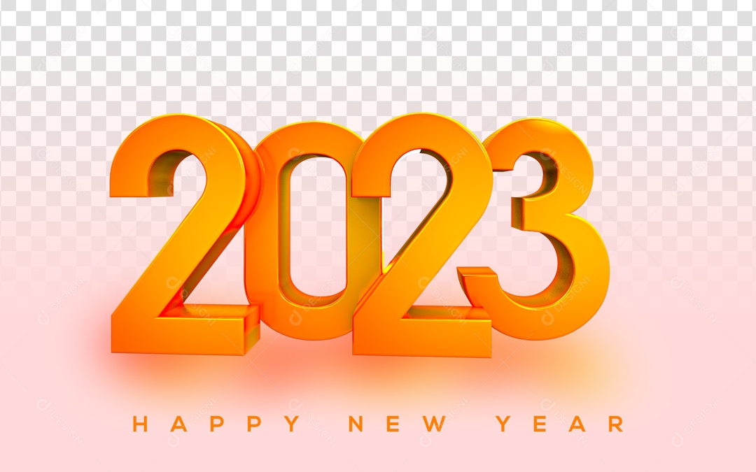 Número 2023 Laranjado de Ano Novo Elemento 3D para Composição PSD