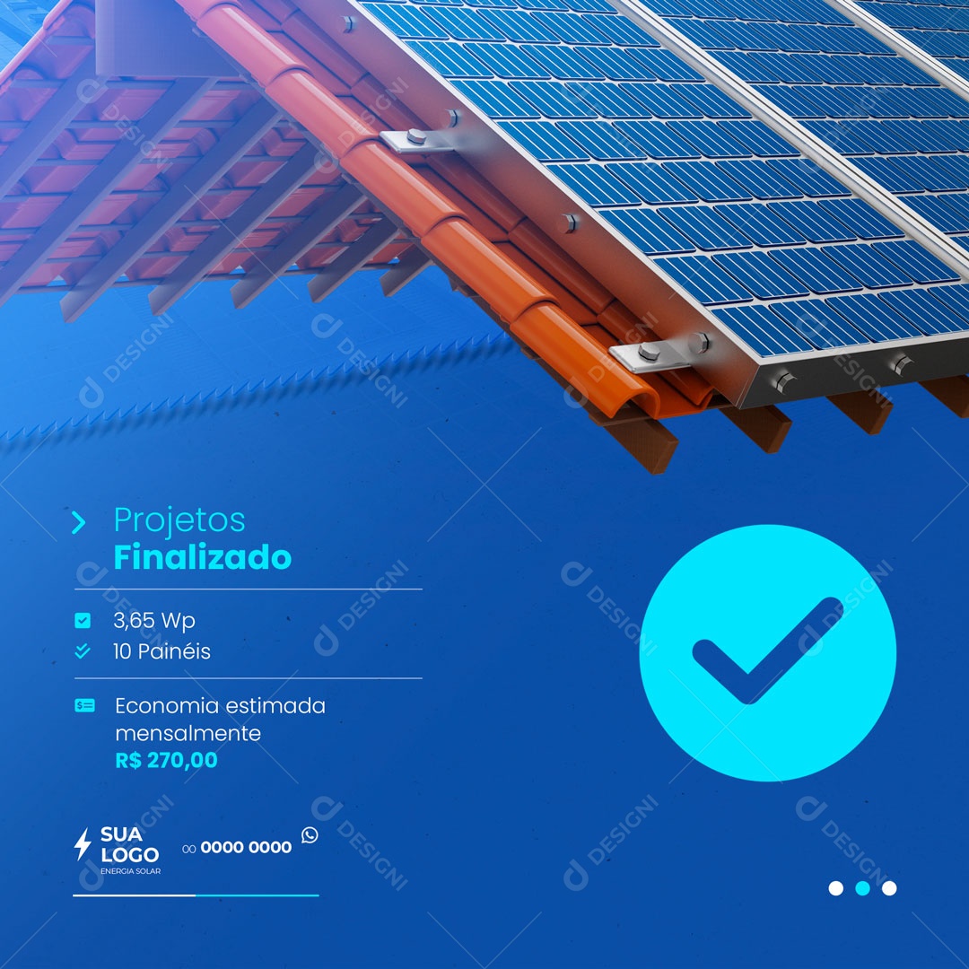 Projetos Finalizados Energia Solar Social Media PSD Editável