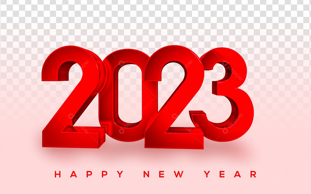 Número 2023 Vermelho de Ano Novo Elemento 3D para Composição PSD