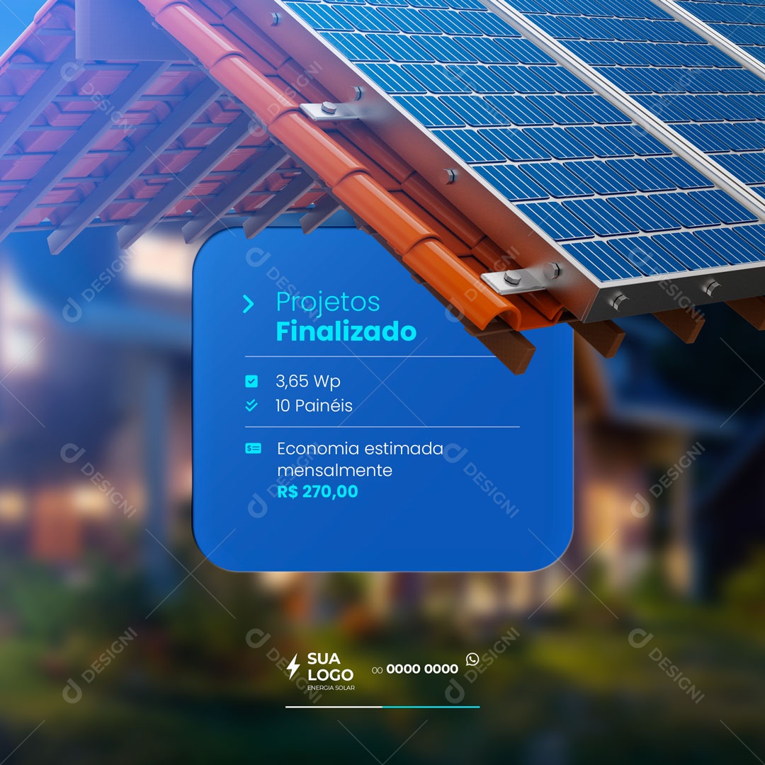 Projetos Finalizados Energia Solar Social Media PSD Editável