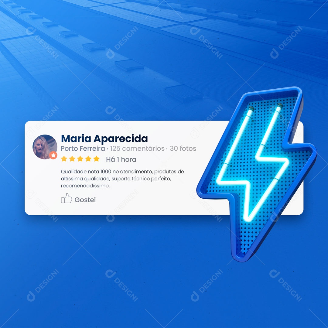 Feedback Atendimento Nota 1000 Energia Solar Social Media PSD Editável
