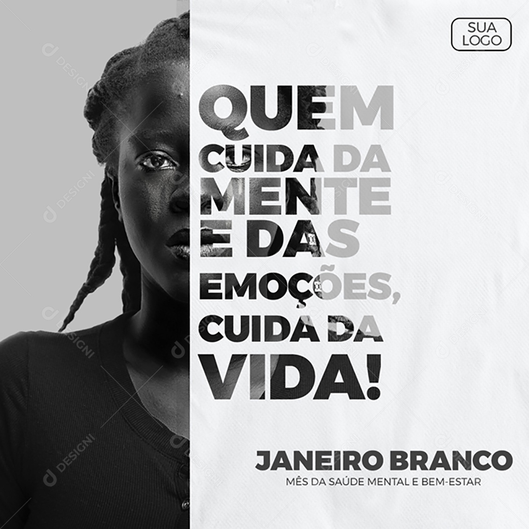 Quem Cuida da Mente e Das Emoções Cuida da Vida Social Media PSD Editável