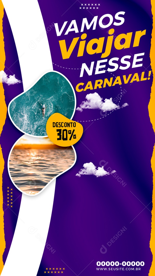 Story Vamos Viajar Nesse Carnaval Social Media PSD Editável