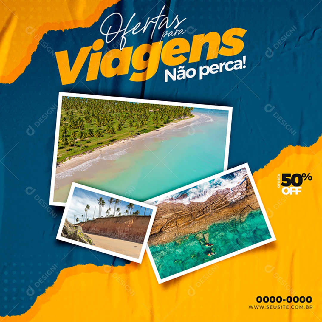 Ofertas Para Viagens Não Perca Social Media PSD Editável