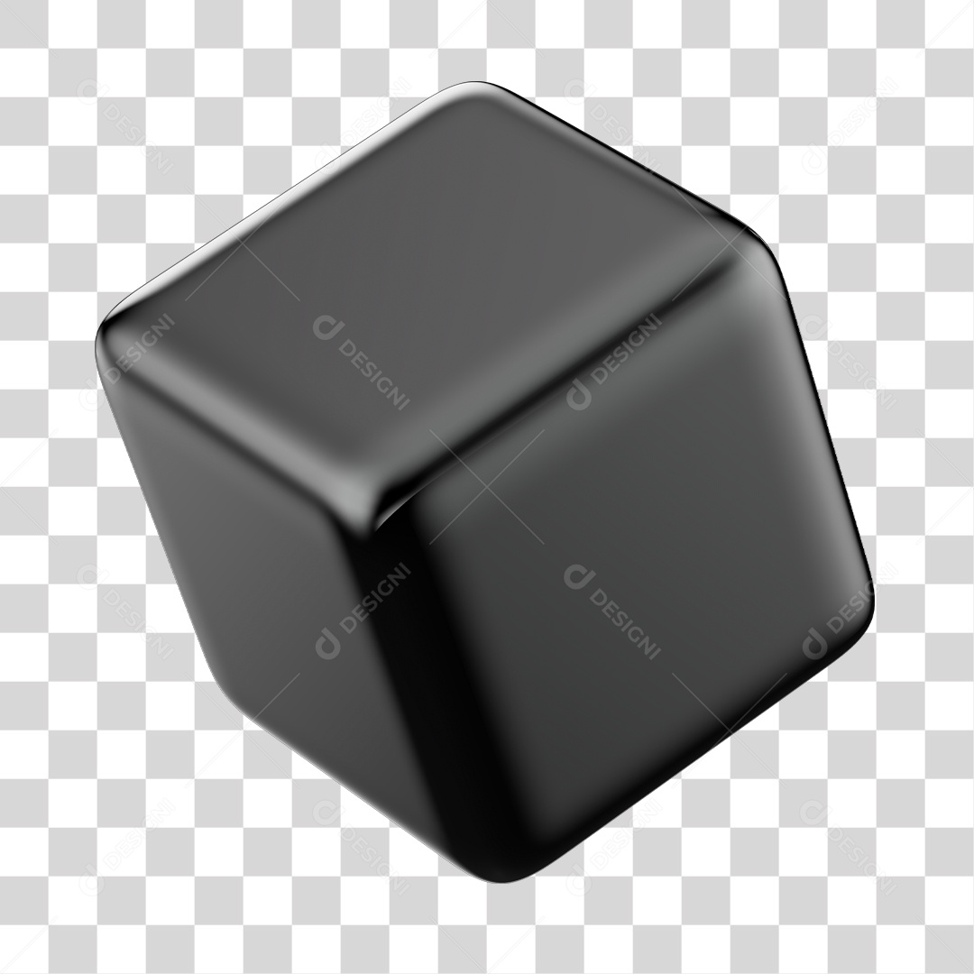 Elemento 3D Para Composição Cubo Preto PNG Transparente