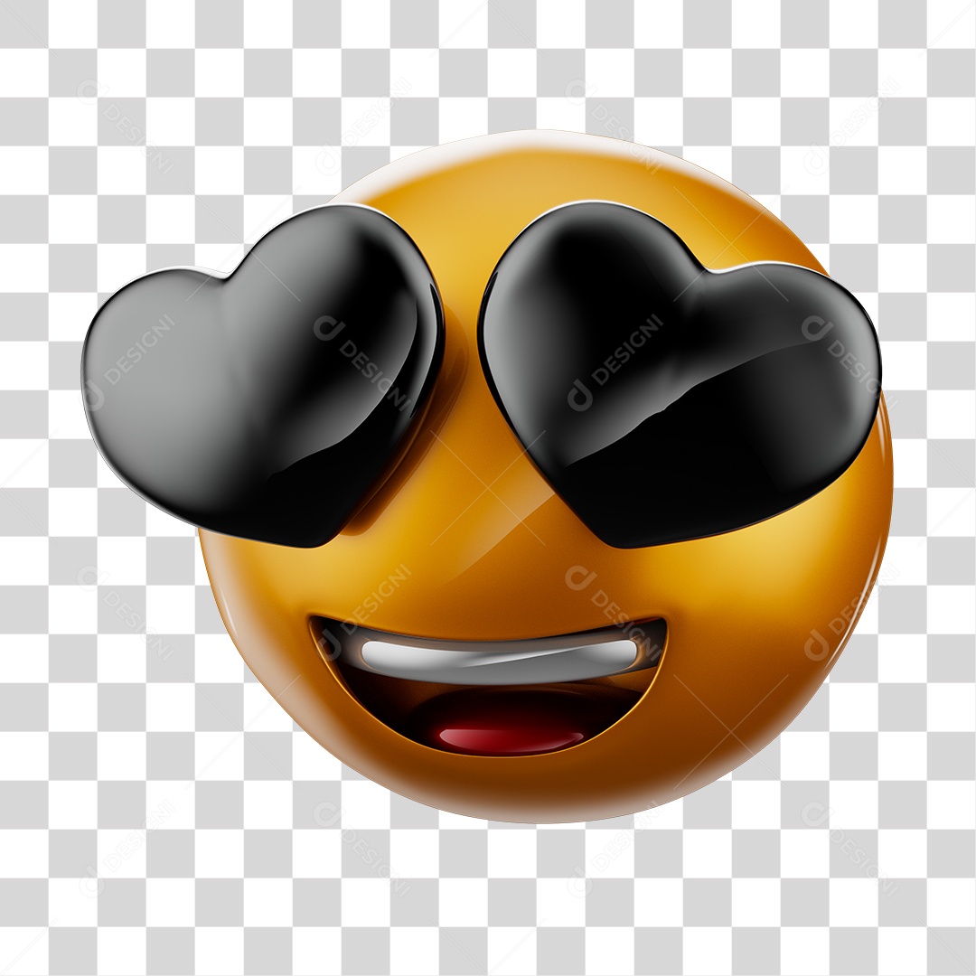 Elemento 3D Para Composição Emoji Apaixonado PNG Transparente