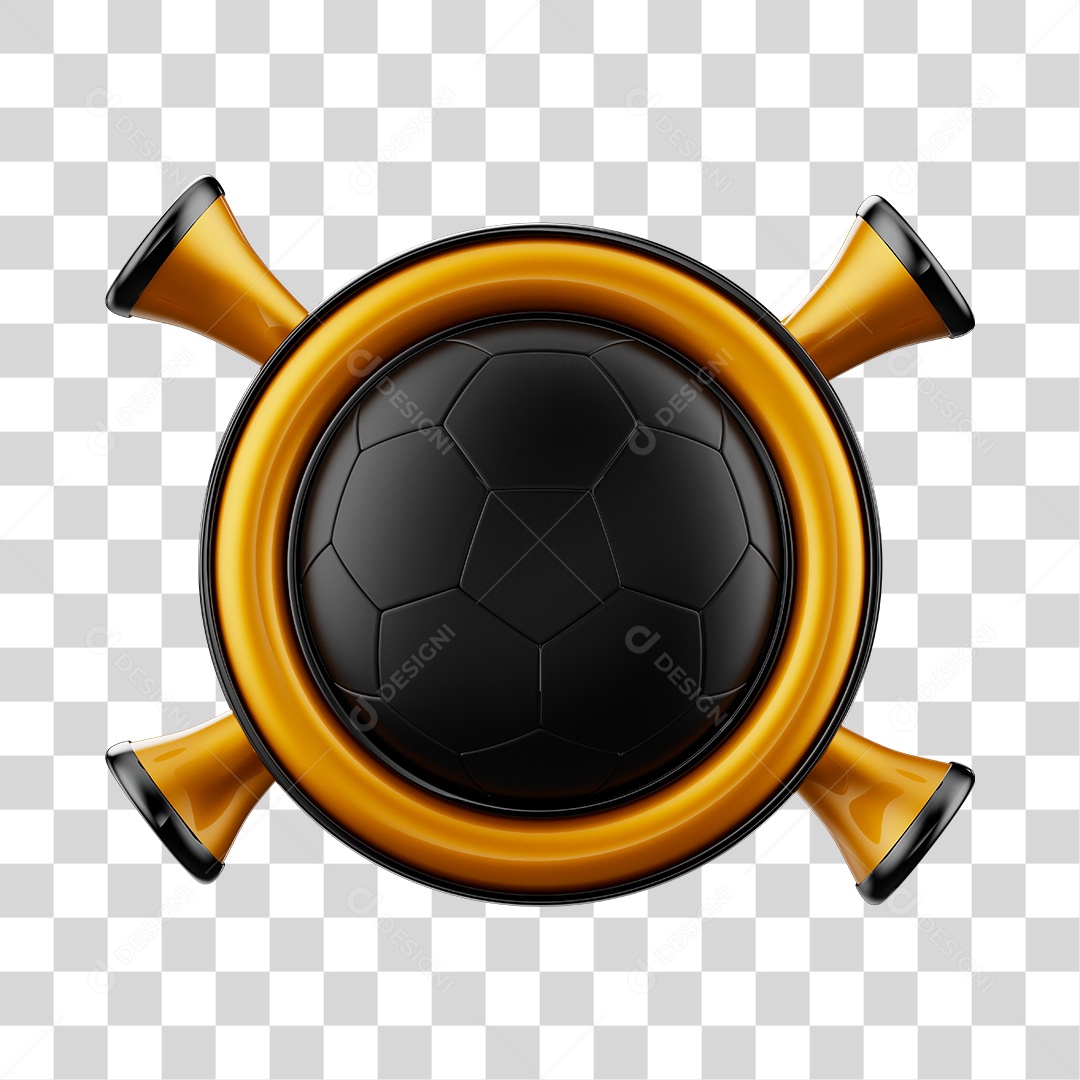 Elemento 3D Para Composição Bola no Meio de Vuvuzelas PNG Transparente