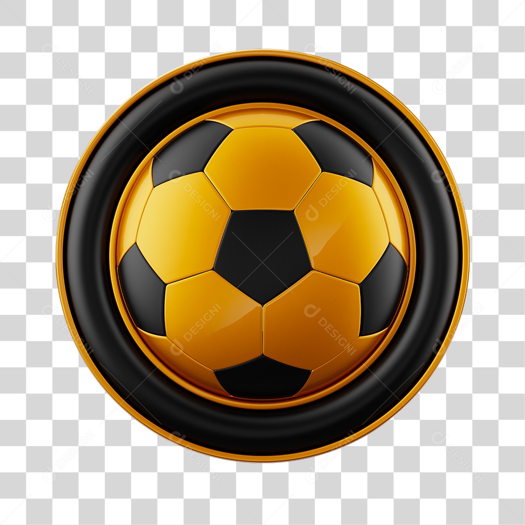 Elemento 3D Para Composição Bola no Meio de Circulo Preto PNG Transparente