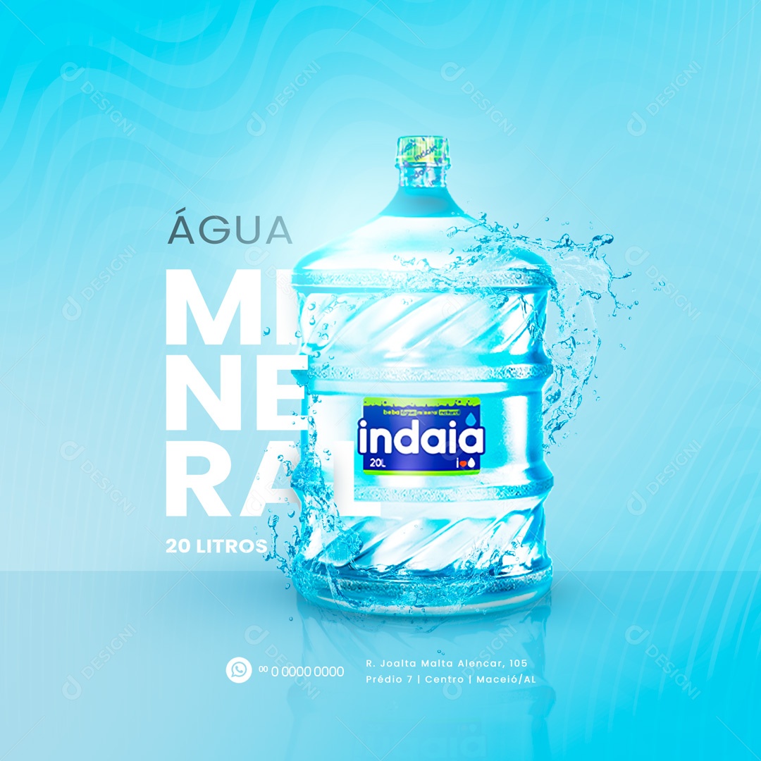 Água Mineral Galão 20 Litros Social Media PSD Editável