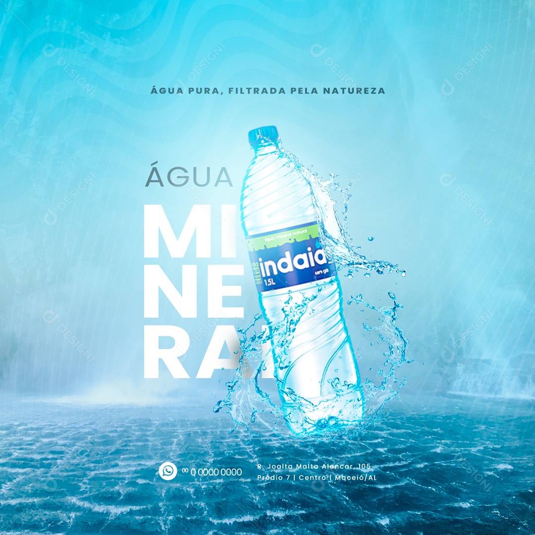Água Pura, Filtrada Pela Natureza Água Mineral Social Media PSD Editável