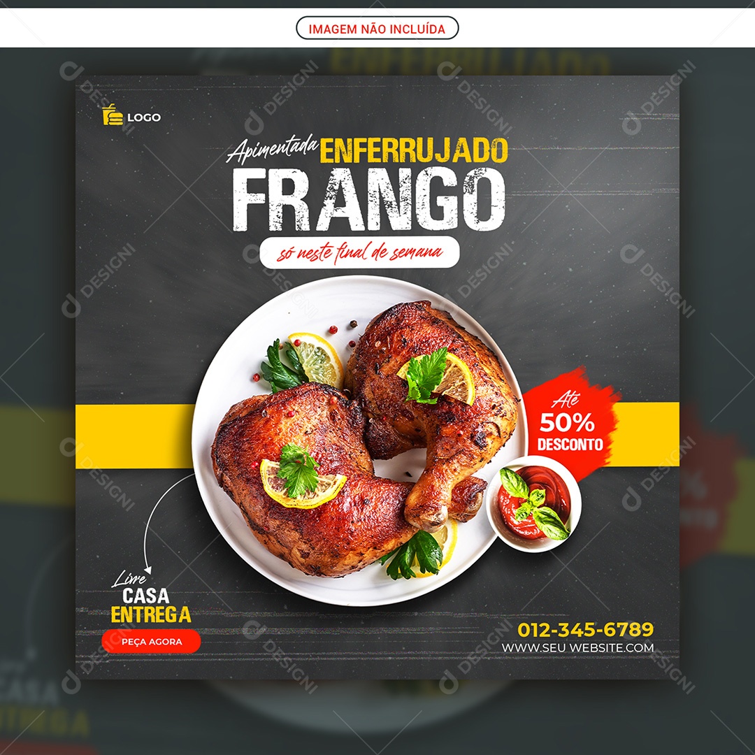 Post Restaurante Enferrujado Frango Social Media PSD Editável