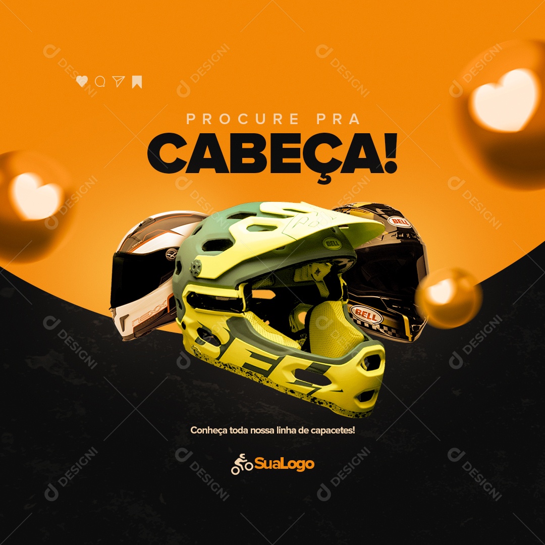 Conheça Todo Nossa Linha de Capacetes! Oficina Mecânica Moto Peças e Acessórios Social Media PSD Editável