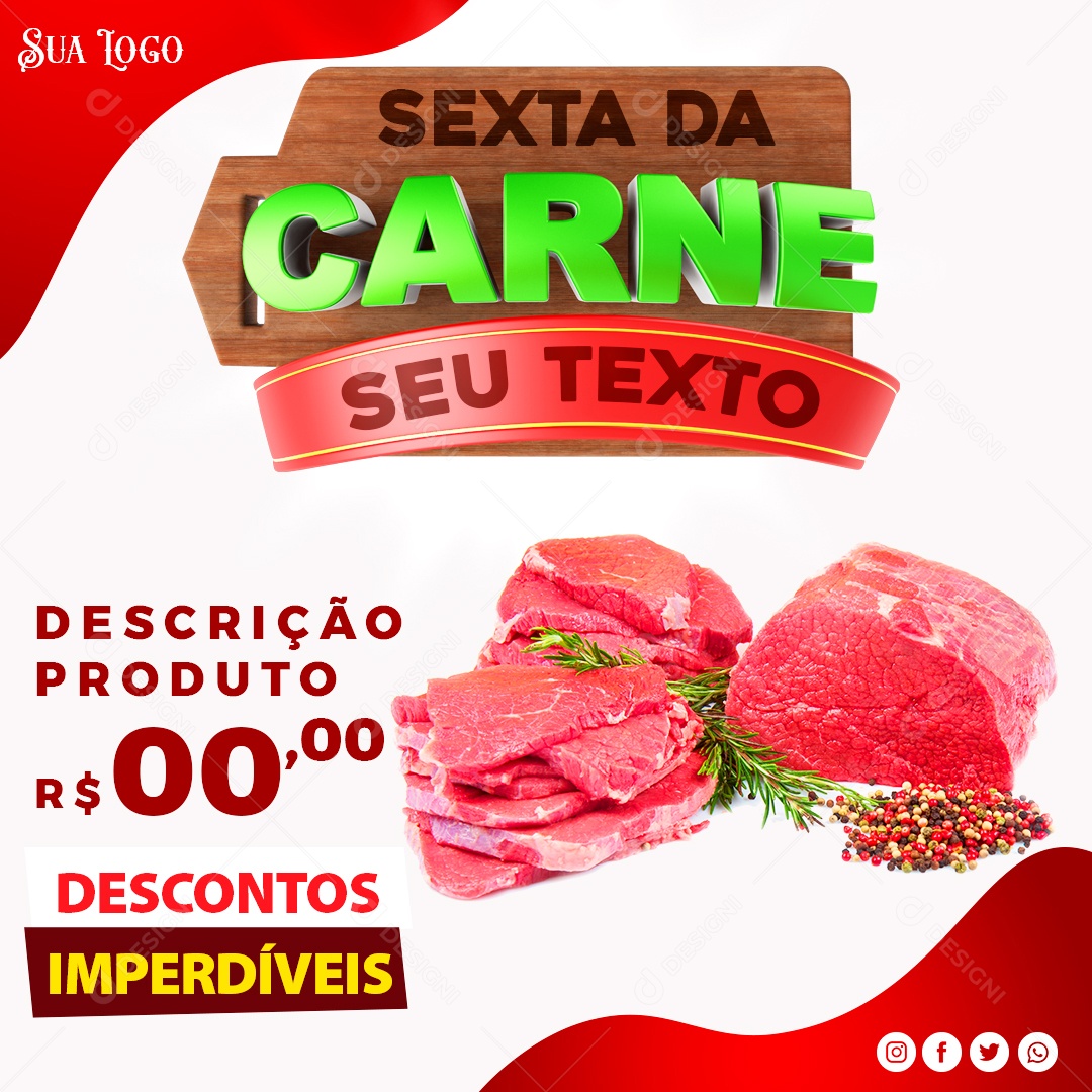 Sexta da Carne Descontos Imperdíveis Social Media PSD Editável