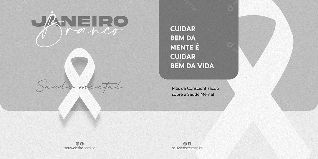Carrosel Janeiro Branco Conscientização Sobre a Saúde Mental Social Media PSD Editável