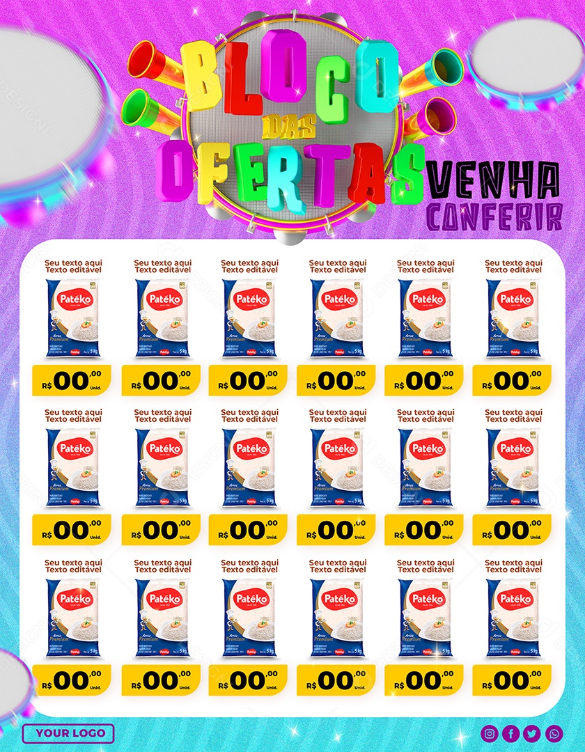 Encarte Bloco Das Ofertas Social Media PSD Editável