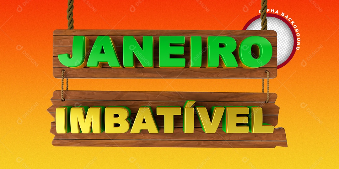 Selo 3D Para Composição Janeiro Imbatível PSD