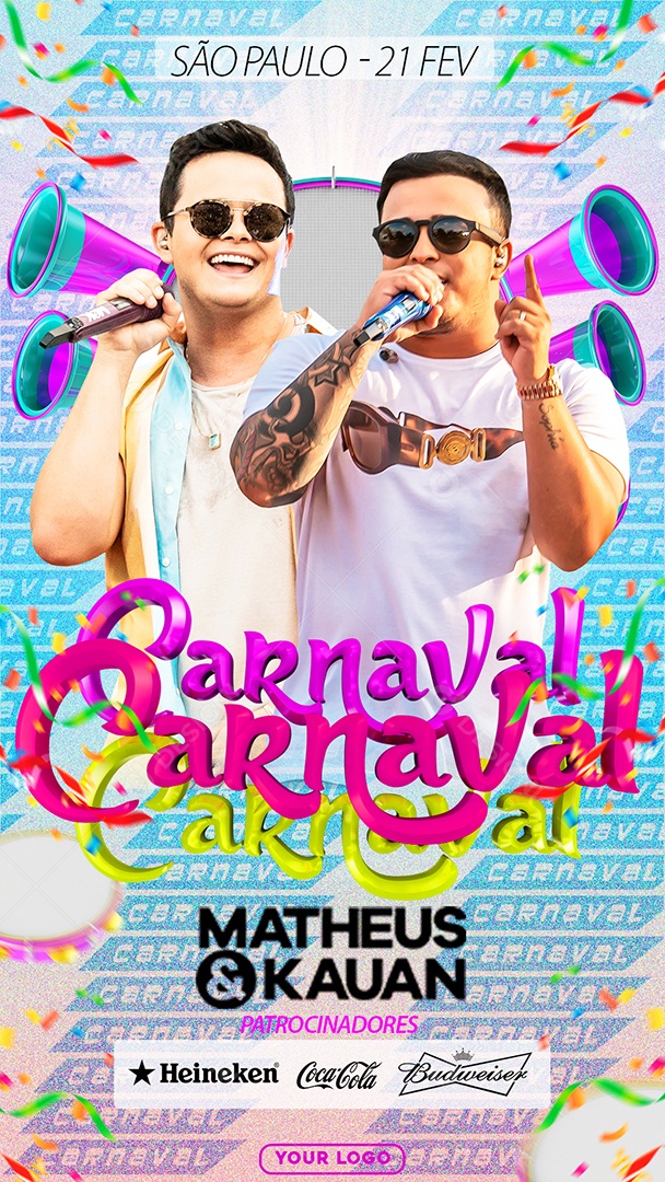 Story Flyer Carnaval Matheus e Kauan Social Media PSD Editável