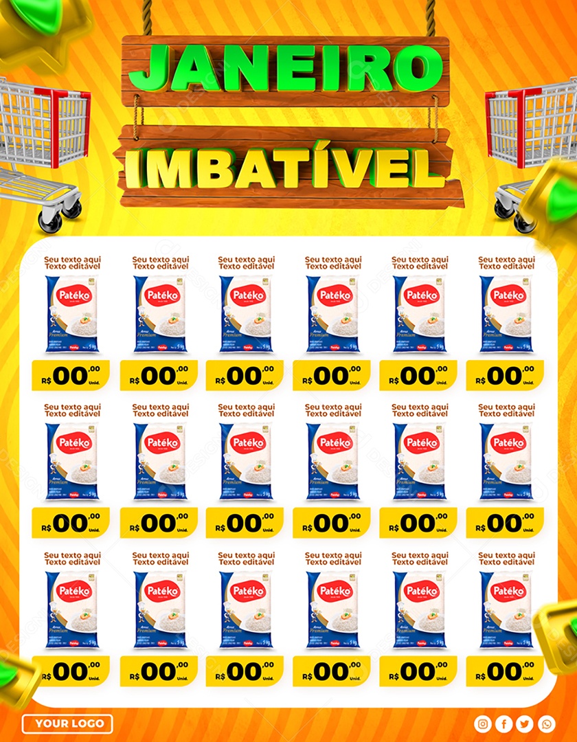Encarte Janeiro Imbatível Social Media PSD Editável