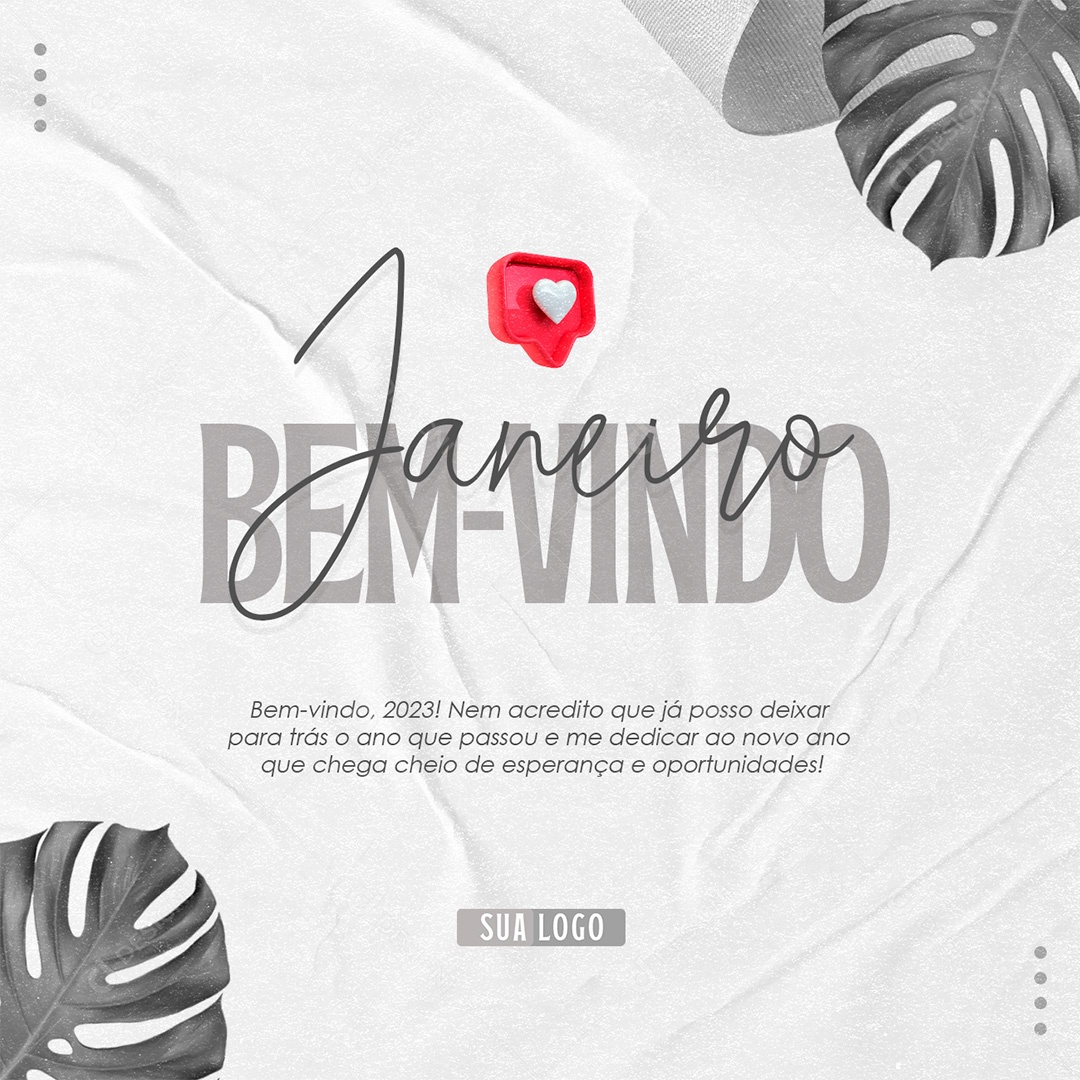 Post Bem Vindo Janeiro Social Media PSD Editável
