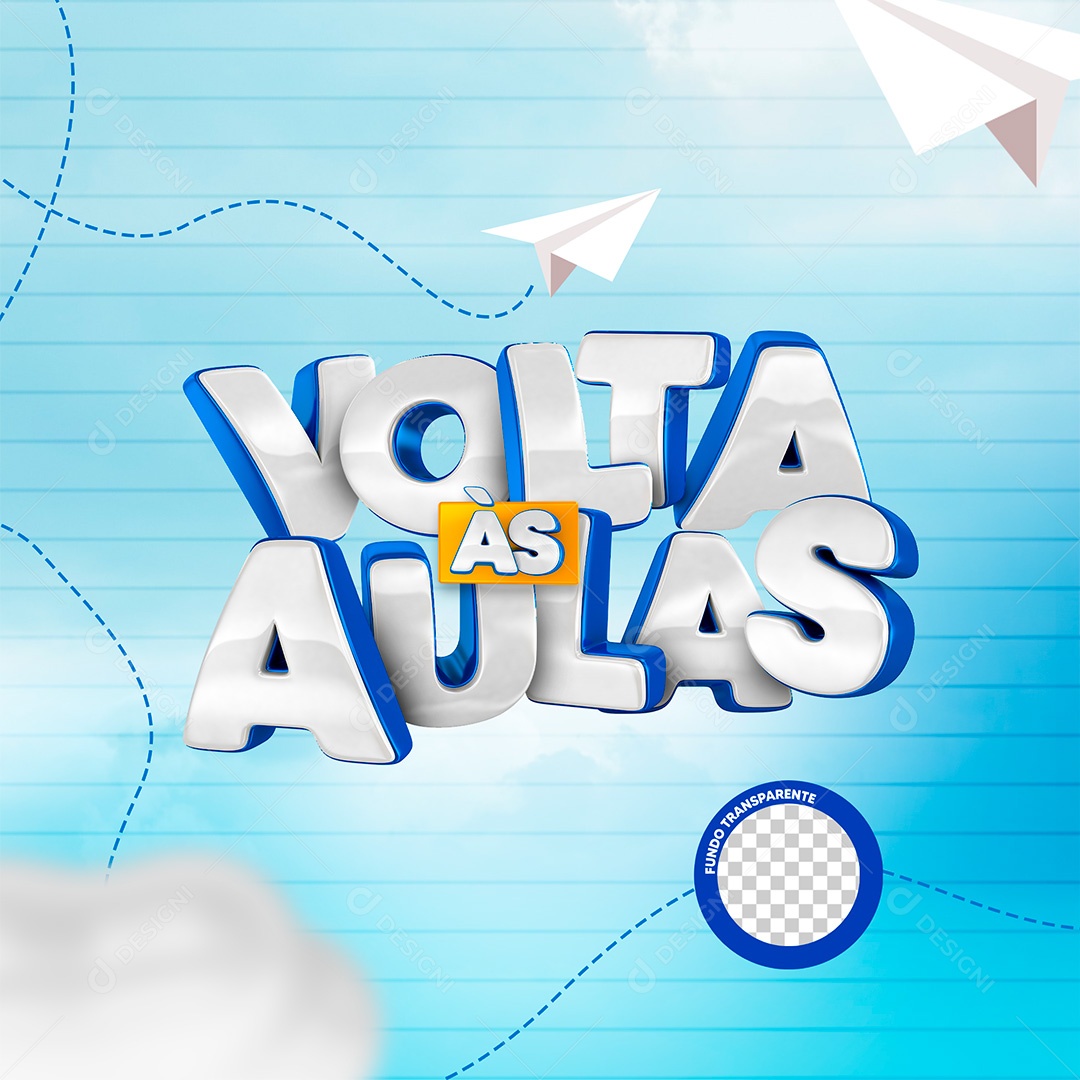 Selo 3D Volta às Aulas PSD