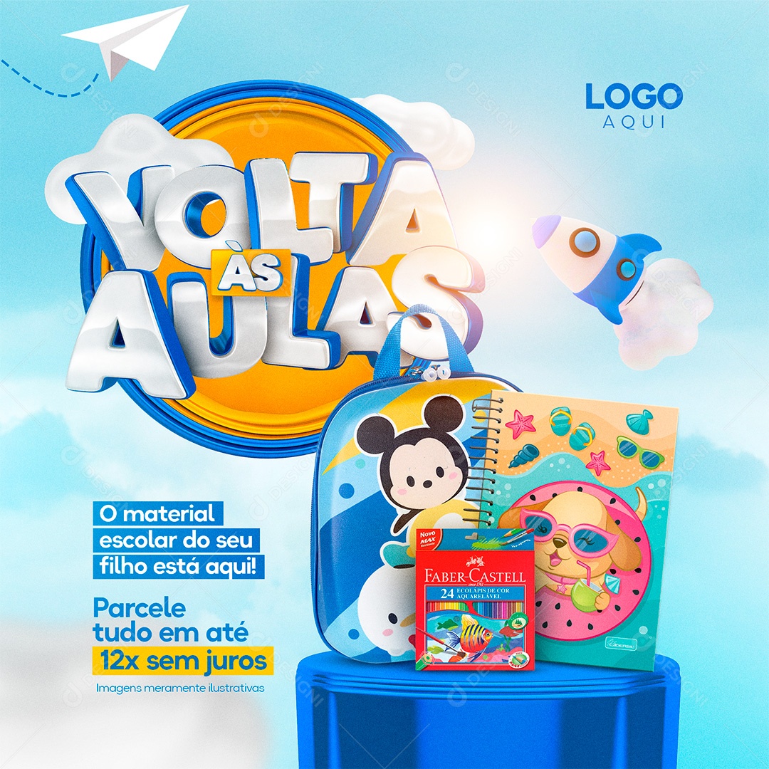 Post Volta às Aulas Social Media PSD Editável