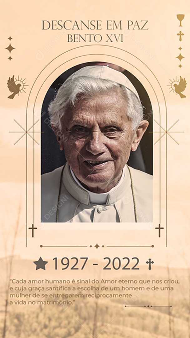 Story Post Homenagem Luto Bento XVI Social Media PSD Editável