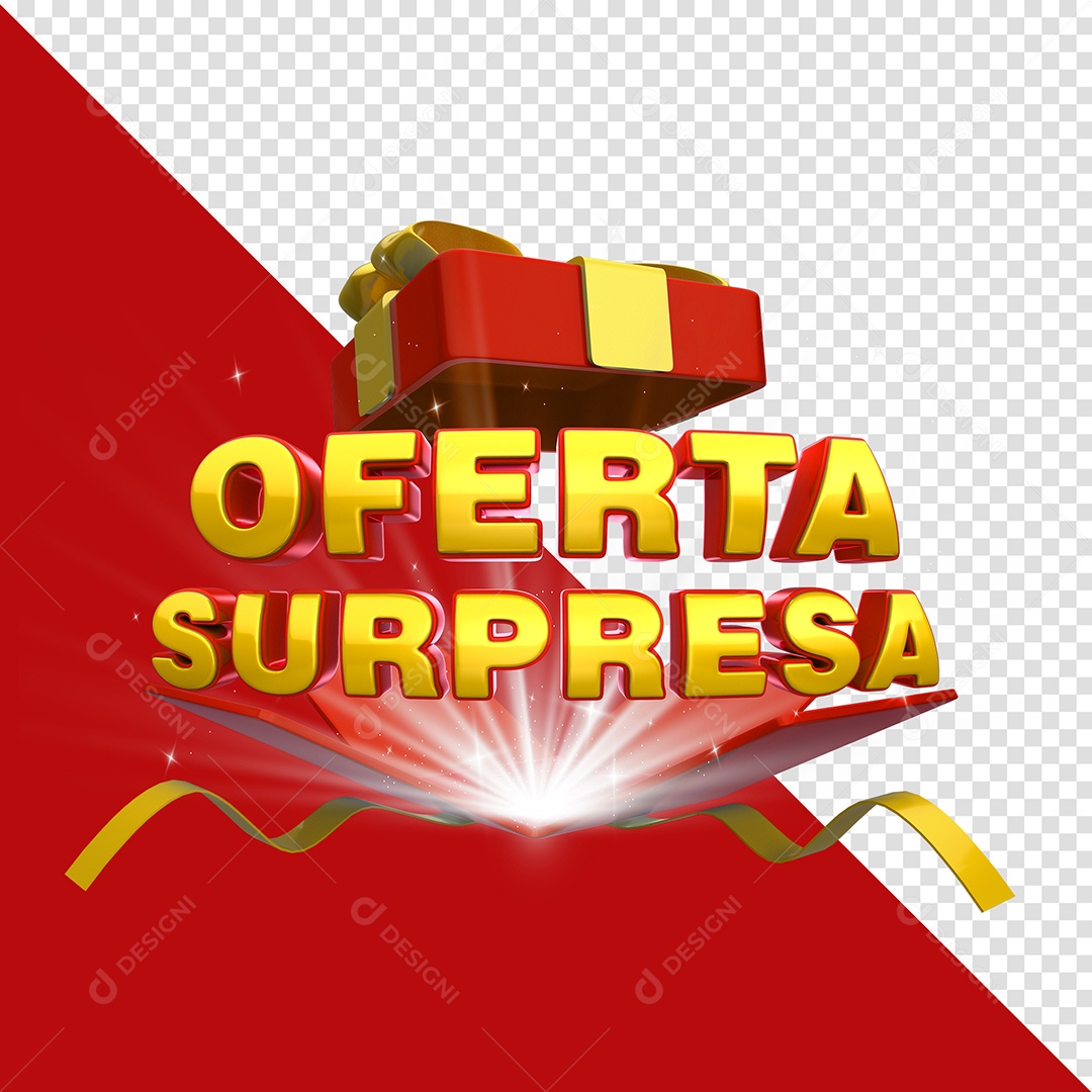 Selo 3D Para Composição Oferta Surpresa PSD