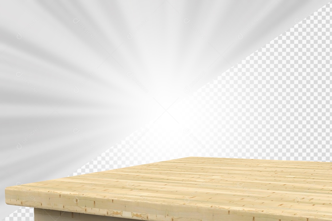 Base de Madeira Clara Elemento 3D para composição PSD