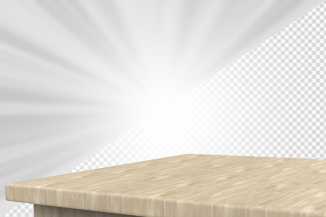 Base de Madeira Clara Elemento 3D para composição PSD