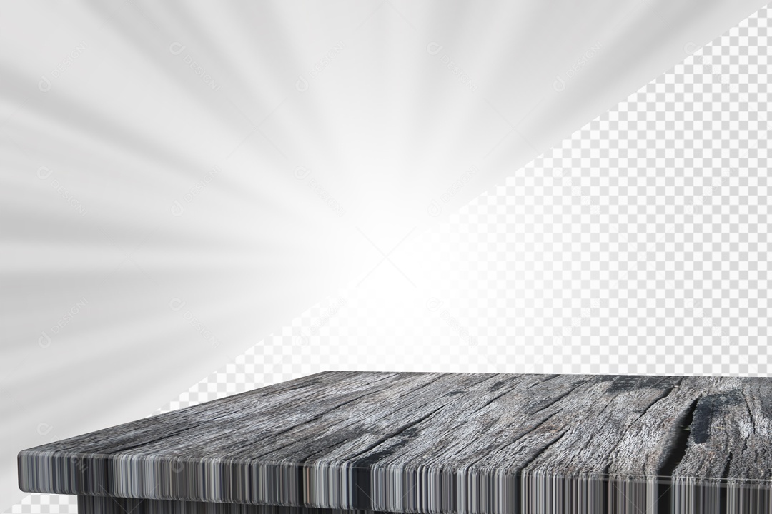 Mesa de Madeira Cinza Elemento 3D para composição PSD