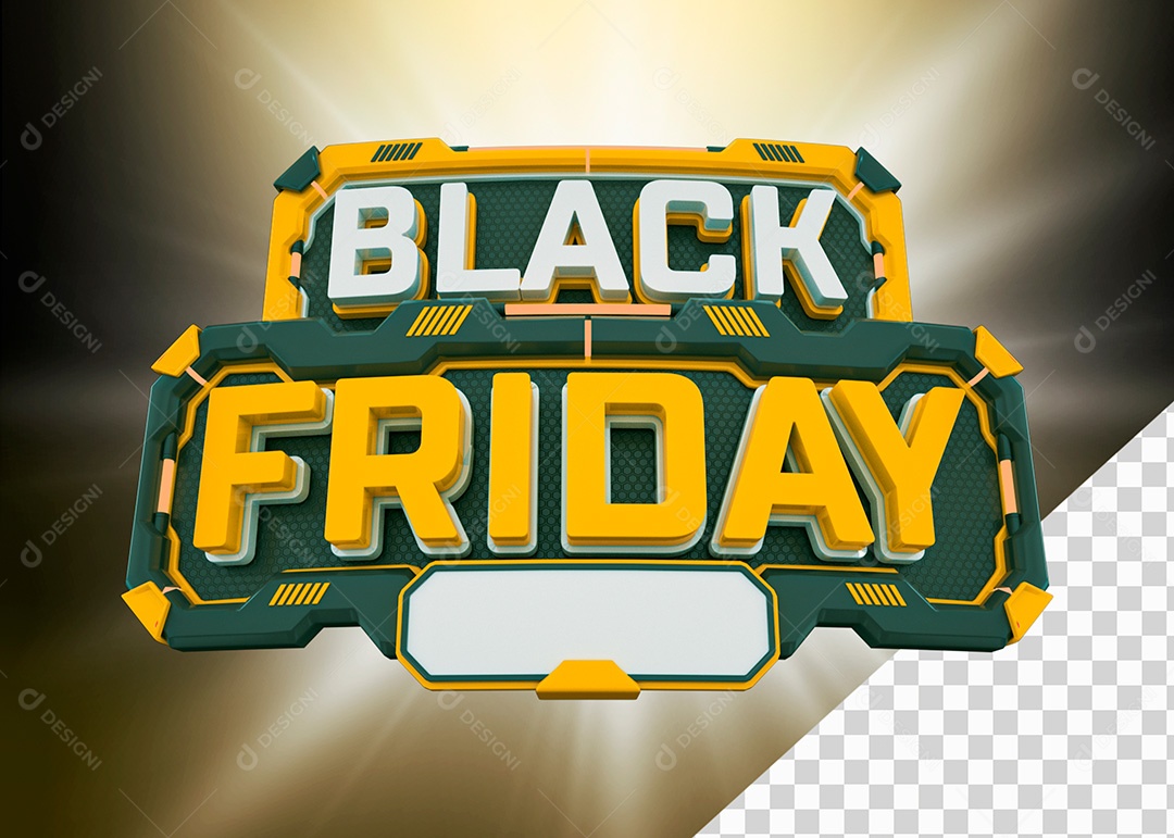 Selo 3D para Composição Black Friday Amarelo PSD