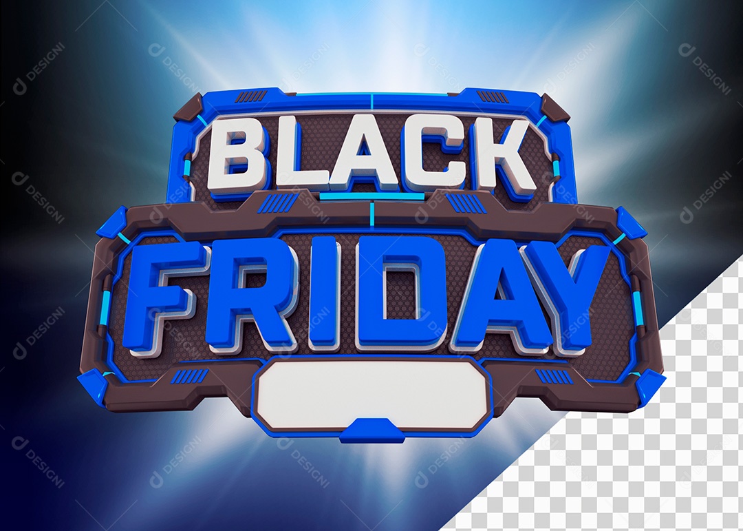 Selo 3D para Composição Black Friday Azul PSD