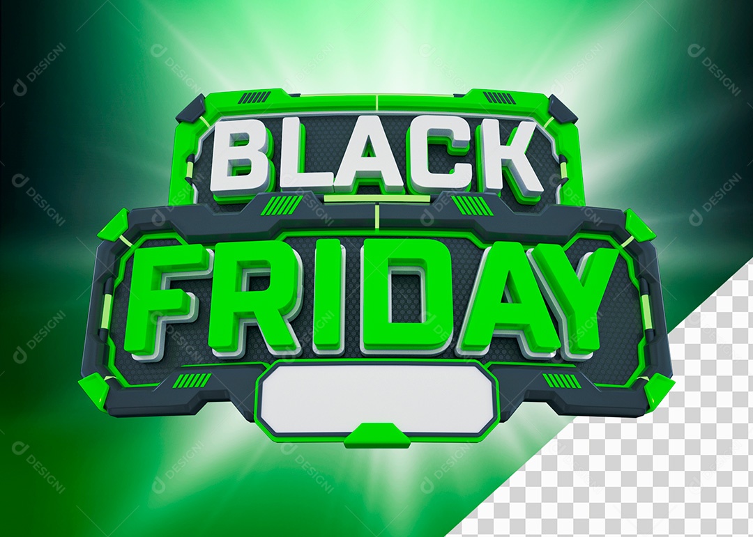 Selo 3D para Composição Black Friday Verde PSD