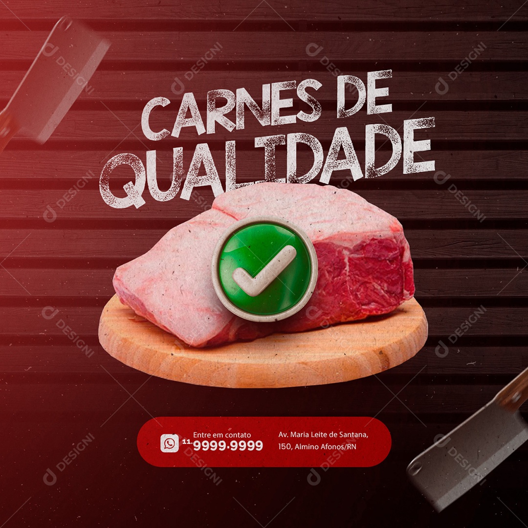 Carnes de Qualidade Açougue Social Media PSD Editável