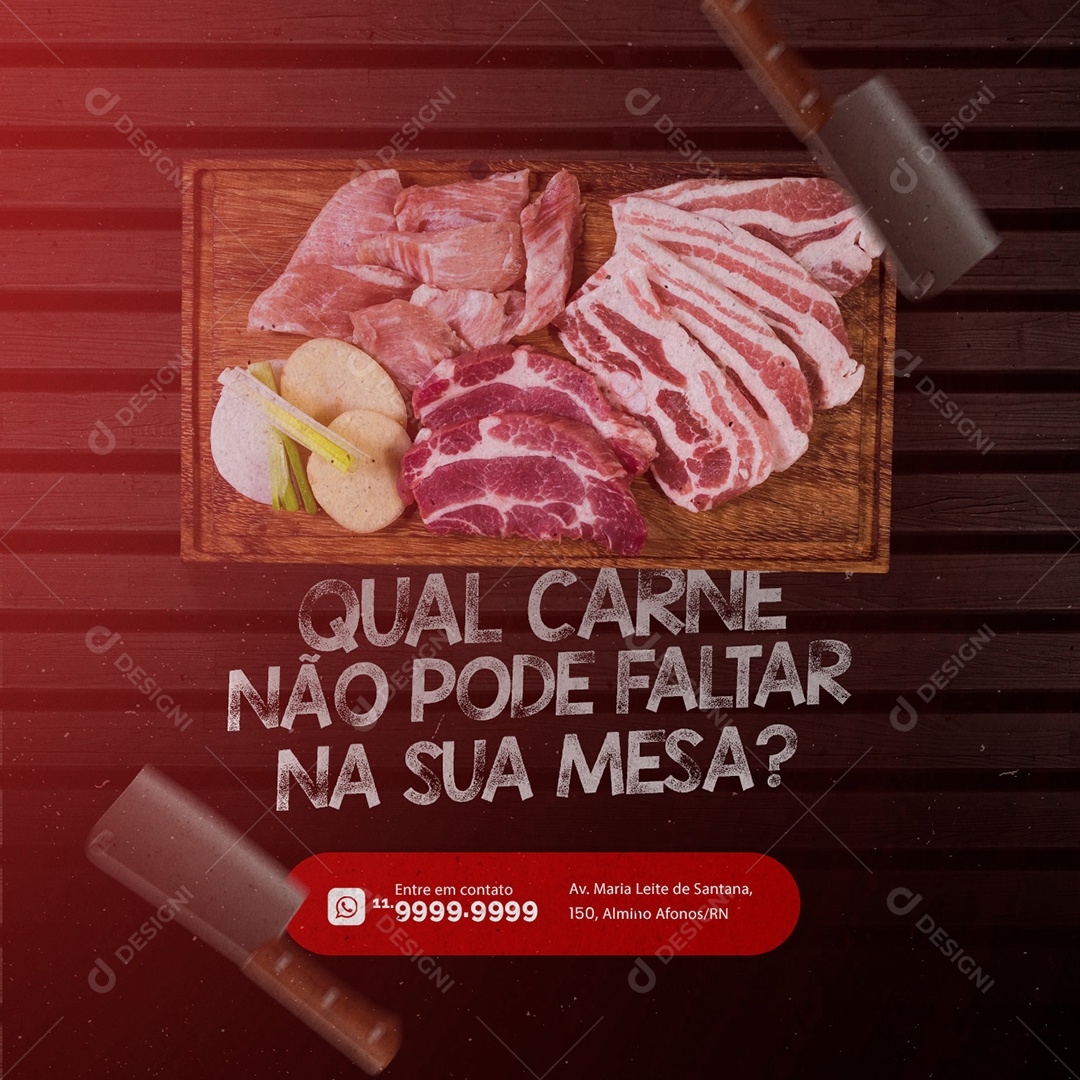 Qual Carne não Pode Faltar na Sua Mesa Açougue Social Media PSD Editável
