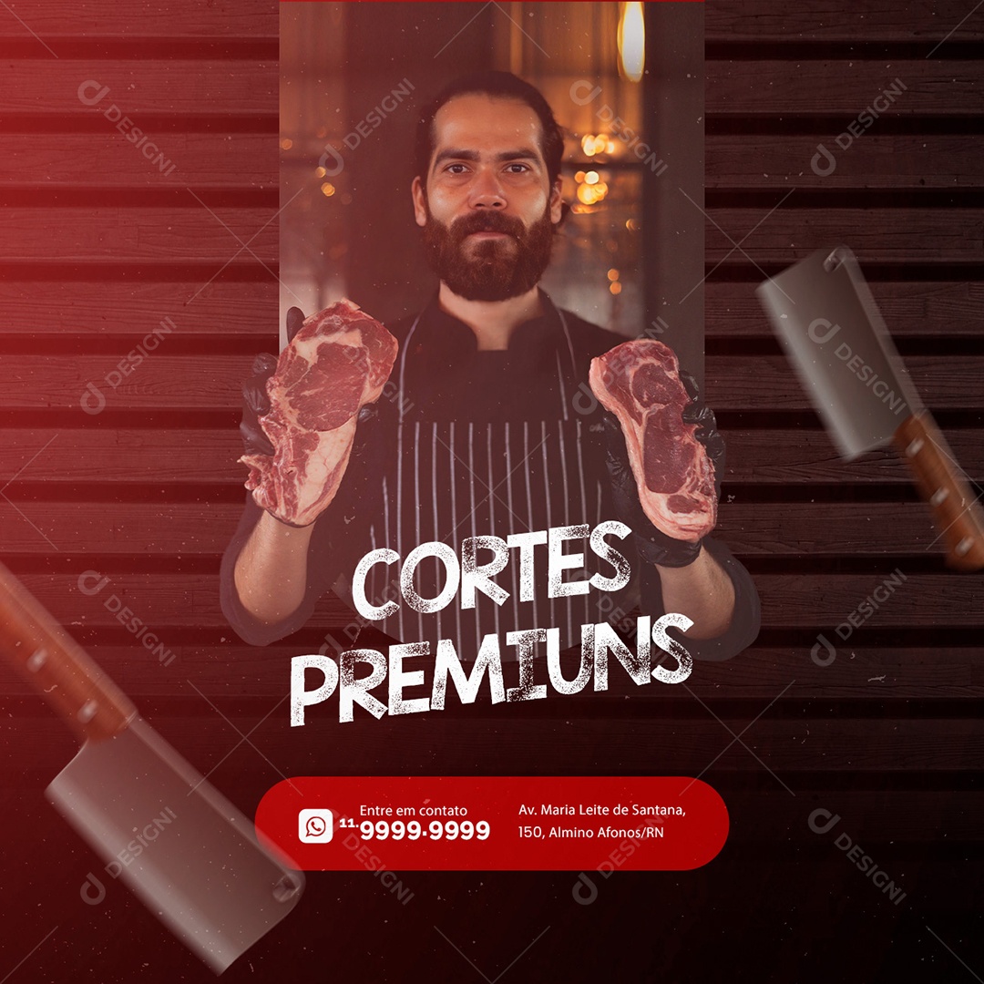 Cortes Premiuns Açougue Social Media PSD Editável