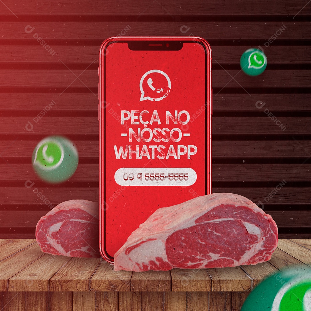 Peça no Nosso Whatsapp Açougue Social Media PSD Editável