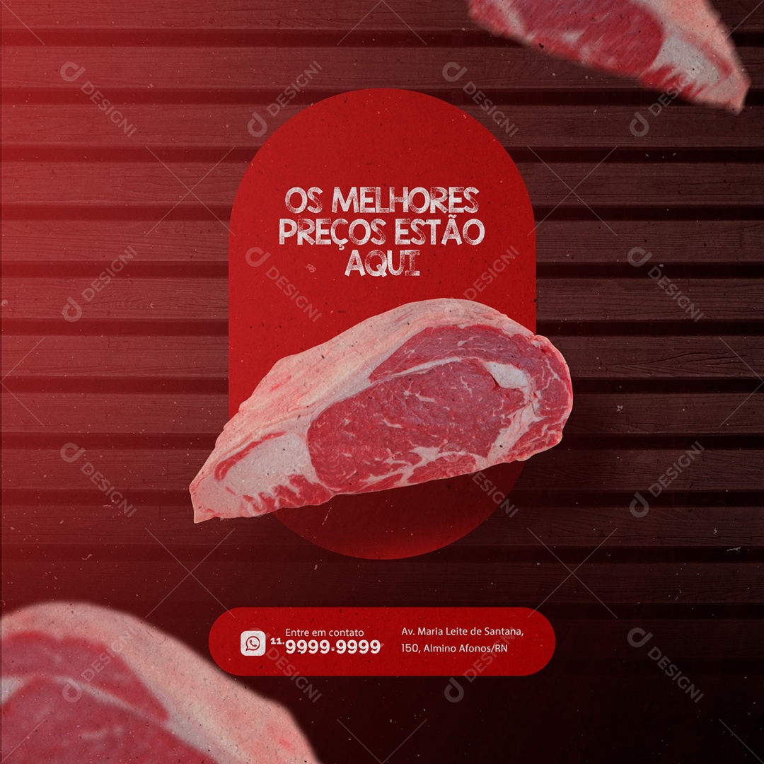 Os Melhores Preço Estão aqui Açougue Social Media PSD Editável