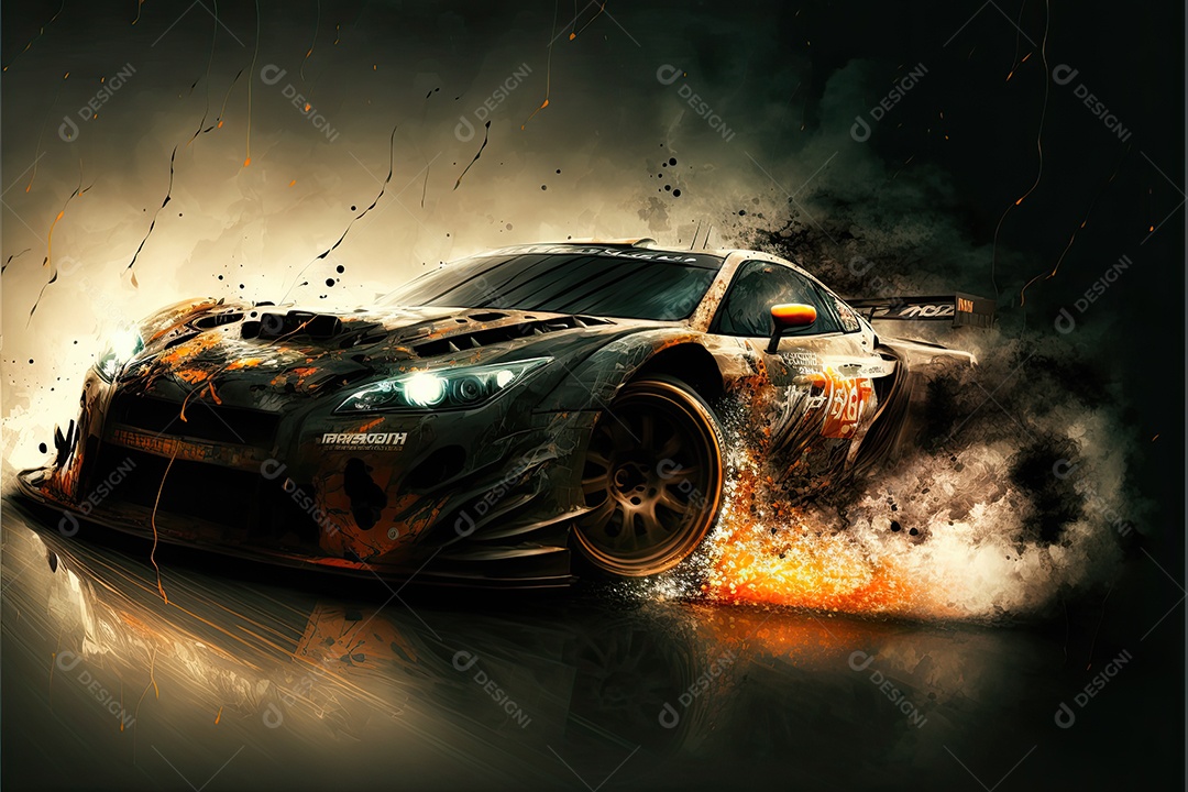 ilustração de carro de corrida.