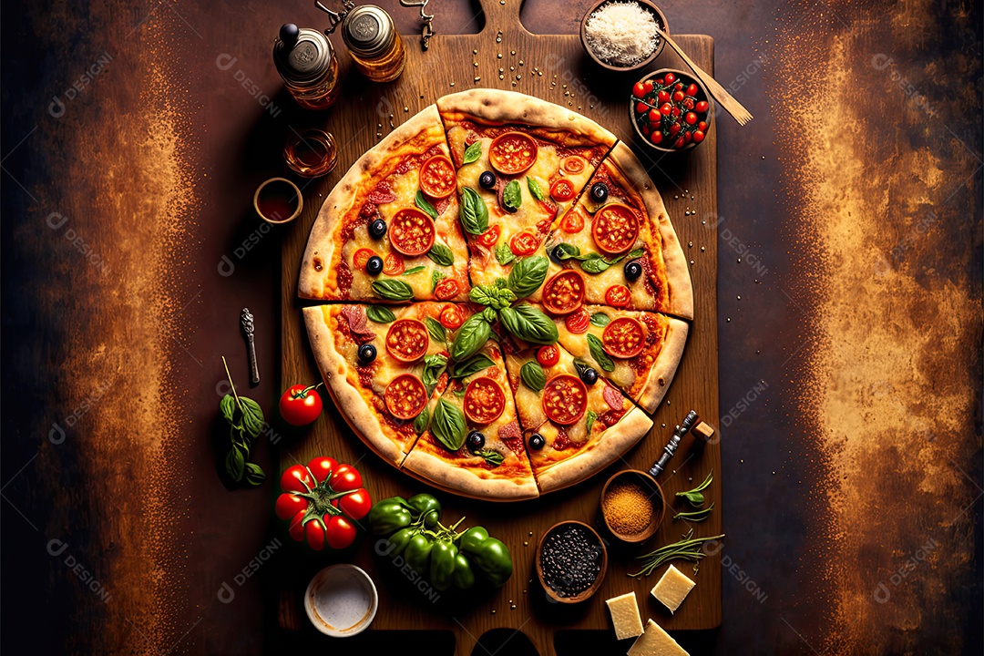 Ilustração sobre pizza