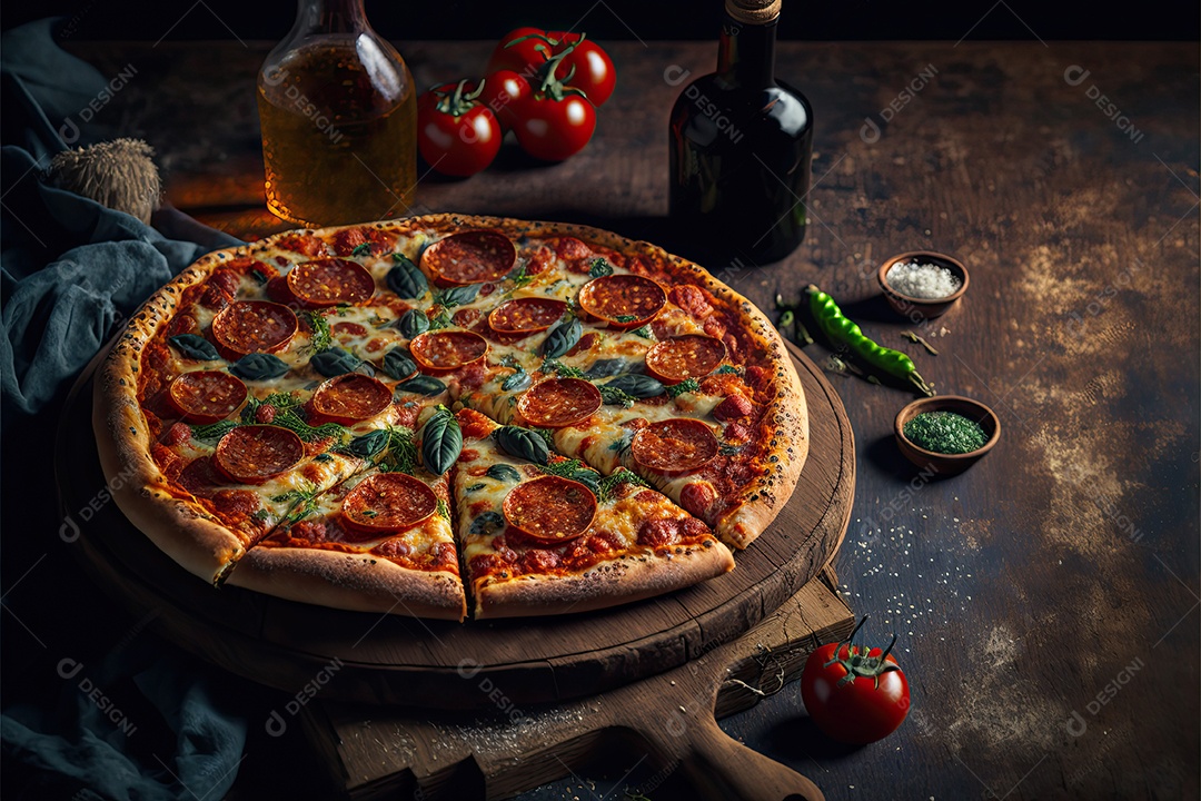 Ilustração sobre pizza