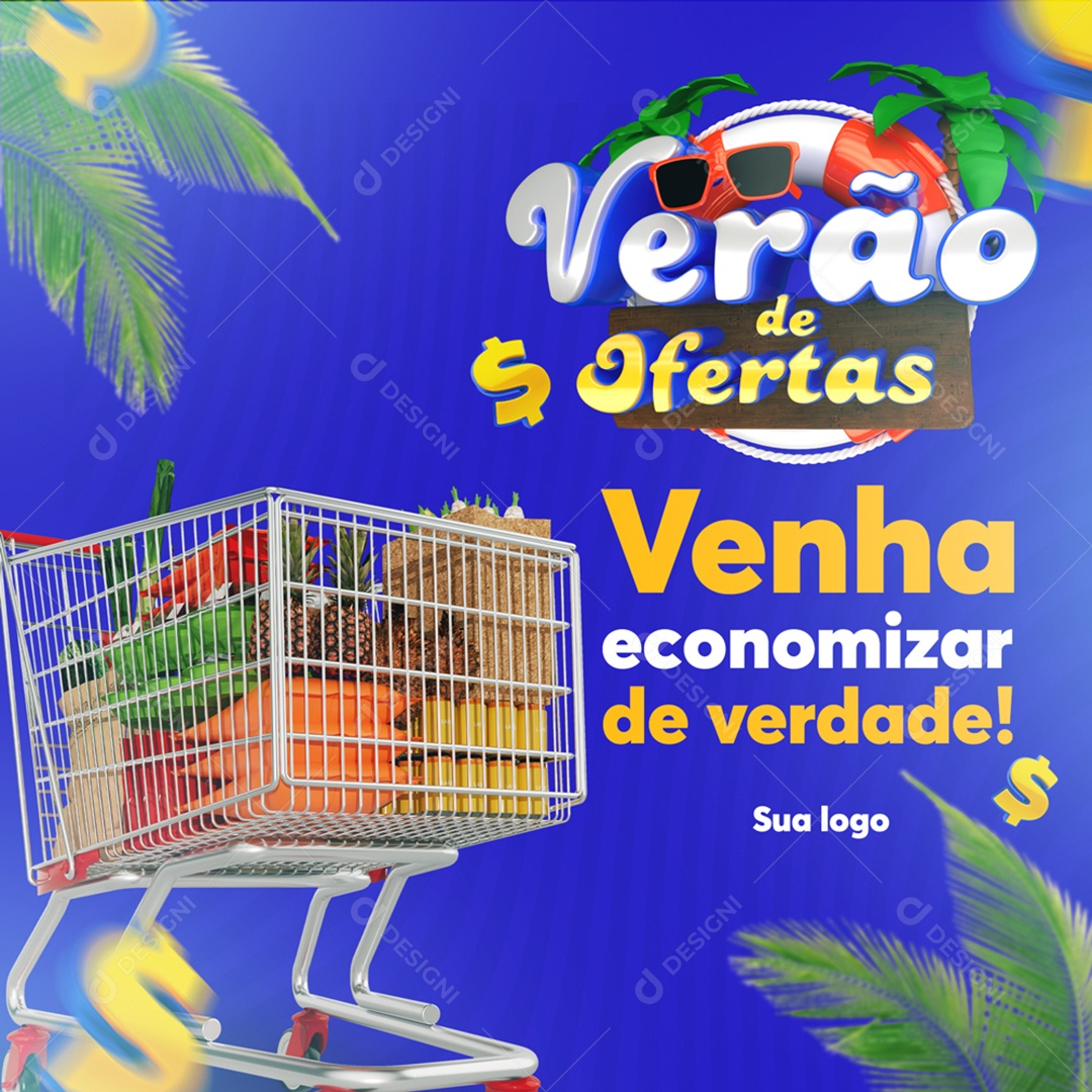 Verão de Ofertas Venha Economiza de Verdade Social Media PSD Editável