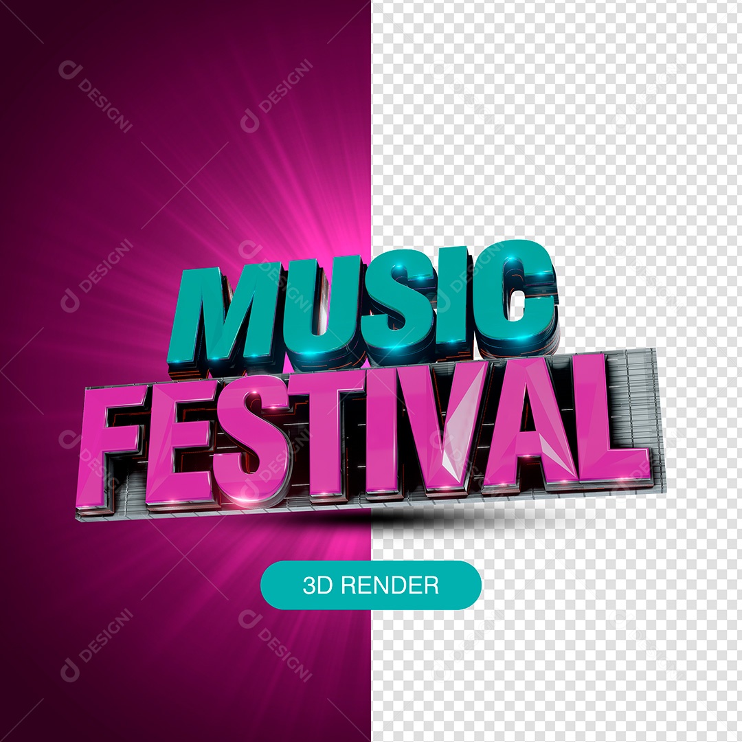 Selo 3D para Composição Music Festival PSD